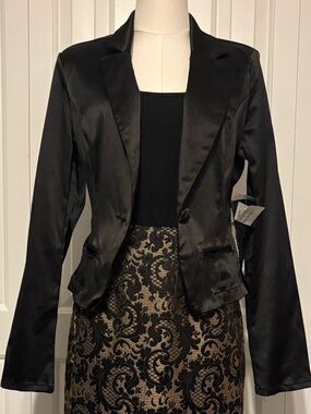 ASHLEY By 26 INTERNATIONAL Black Satin Finish Blazer